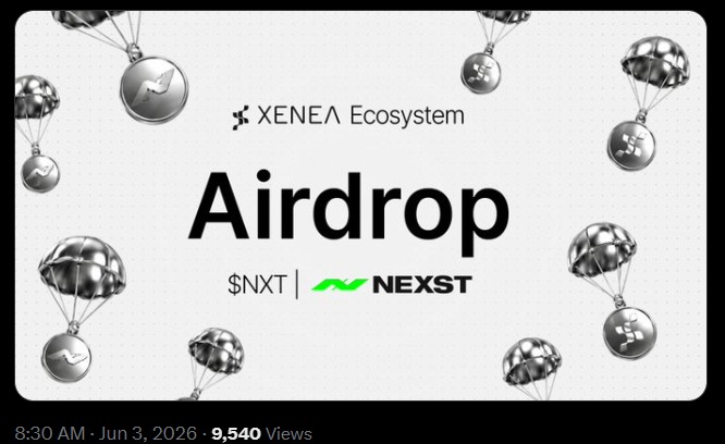 Xenea $NXT airdrop is live on June 3, 2026