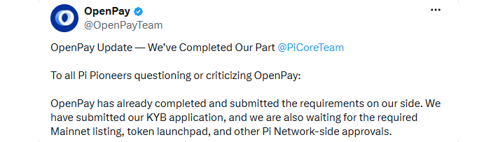 OpenPay Says Its Mainnet Launch Is Separate