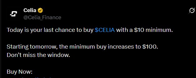 Celia Presale Ending Update
