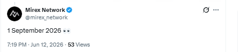 MRX token at 1.92 CEX listing date September 2026 MRX token at 1.92 CEX listing date September 2026