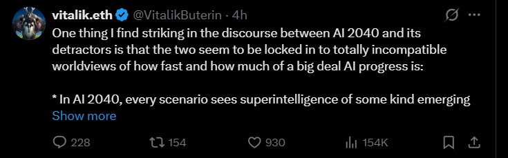 Vitalik Buterin Raises the AGI Question Vitalik Buterin Raises the AGI Question