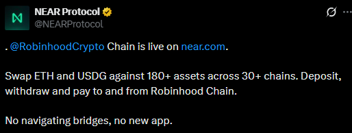 Near Protocol news X post