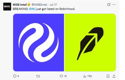 Injective Robinhood listing update