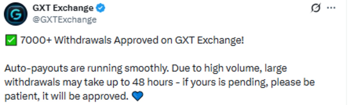 GXT Exchange News official x post GXT Exchange News official x post