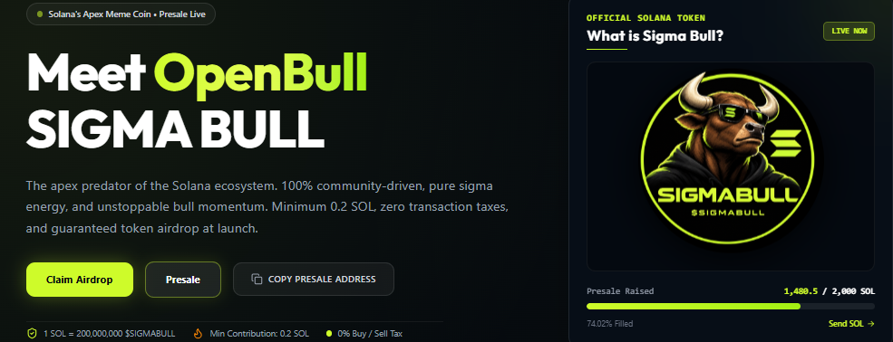 Sigmabull presale live dashboard Sigmabull presale live dashboard