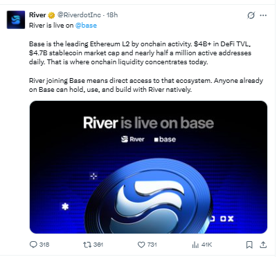 RIver token is now live on Base RIver token is now live on Base