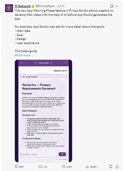 Official Tweet on x Pi Network