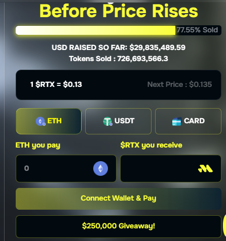 Remittix presale 77.55 percent sold and RTX price at 0.13 dollars