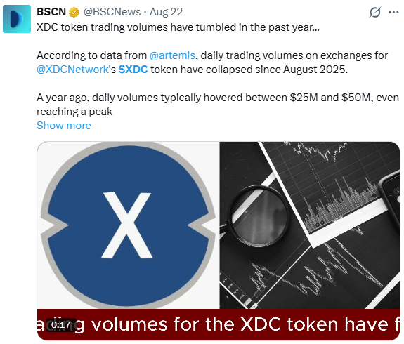 XDC trading volume: Report XDC trading volume: Report