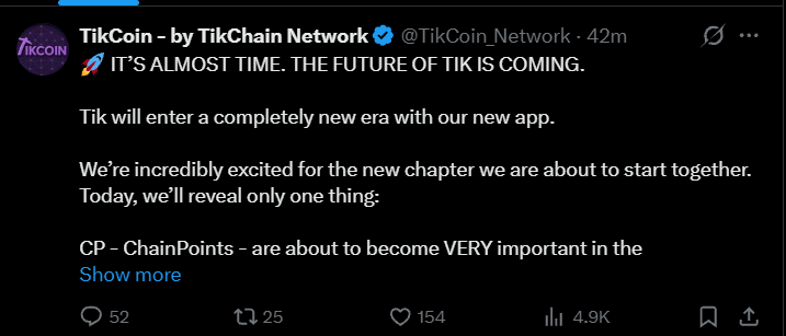 TIK Token Listing date and ChainPoints 