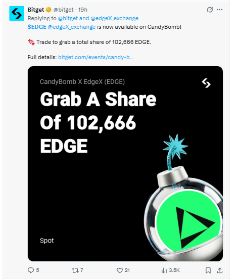Edgex Bitget CandyBomb listing reward campaign Edgex Bitget CandyBomb listing reward campaign