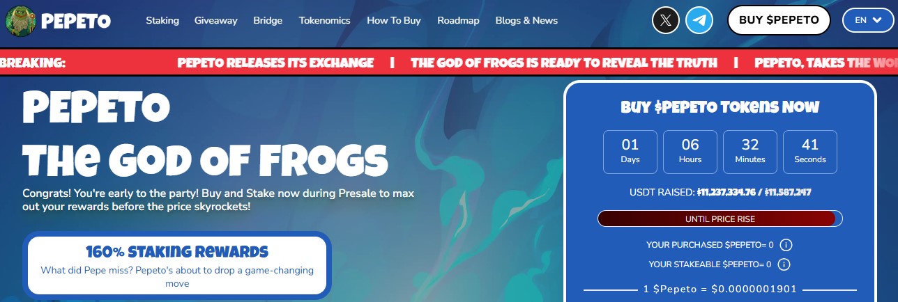 Pepeto Presale Dashboard