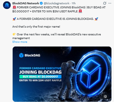 former Cardano executive is joining the project
