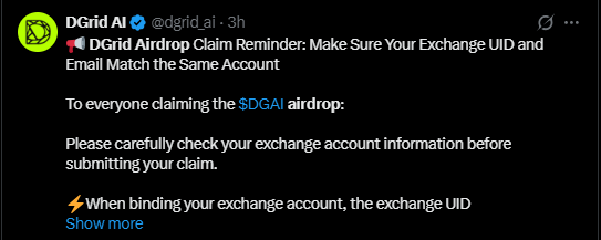 DGrid Airdrop Claim latest update 
