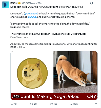 Crypto outlet BSCN reported that Dogecoin