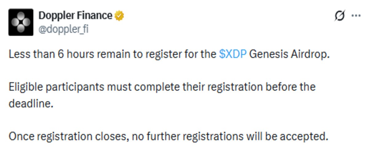 Official X post screenshot for XDP airdrop update Official X post screenshot for XDP airdrop update