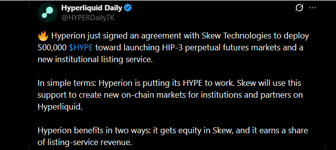 Hyperion DeFi And Skew Technologies Deal On HIP-3 Hyperion DeFi And Skew Technologies Deal On HIP-3