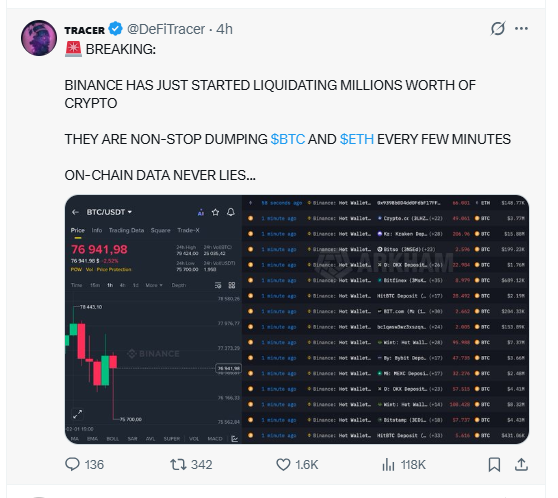 Bitcoin Price Prediction 2026 with on chain data showing binance liquidation Bitcoin Price Prediction 2026 with on chain data showing binance liquidation