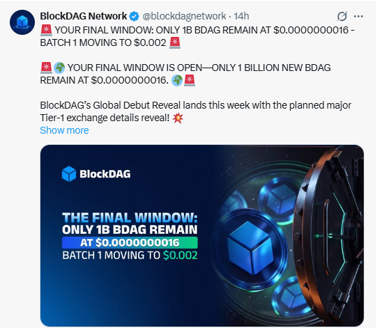 BlockDAG News showing final 1 billion New BDAG window BlockDAG News showing final 1 billion New BDAG window