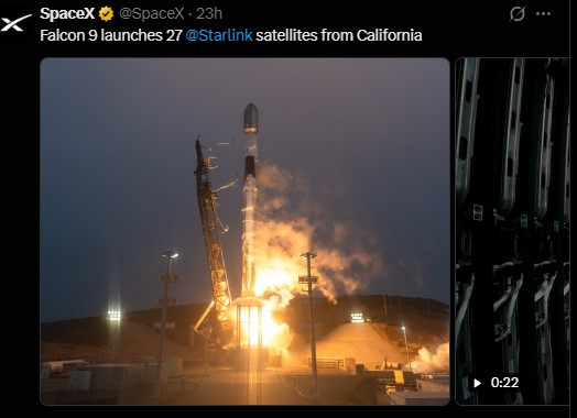 Falcon 9 rocket launched 27 Starlink satellites from California Falcon 9 rocket launched 27 Starlink satellites from California