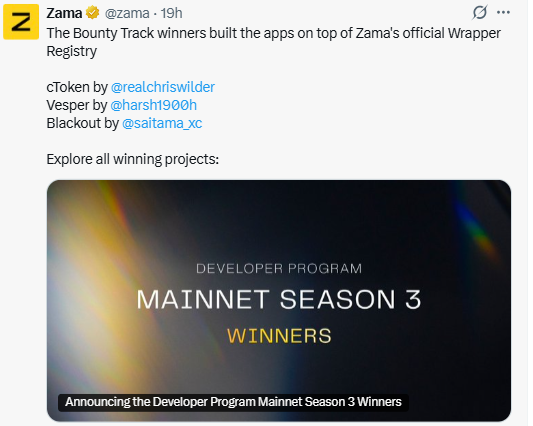 Zama shared a preview snapshot Zama shared a preview snapshot