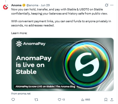 Posted on X by Anoma