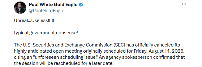 SEC crypto meeting delay reaction SEC crypto meeting delay reaction
