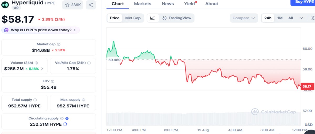 CoinMarketCap Chart of Hyperliquid showing live market details CoinMarketCap Chart of Hyperliquid showing live market details