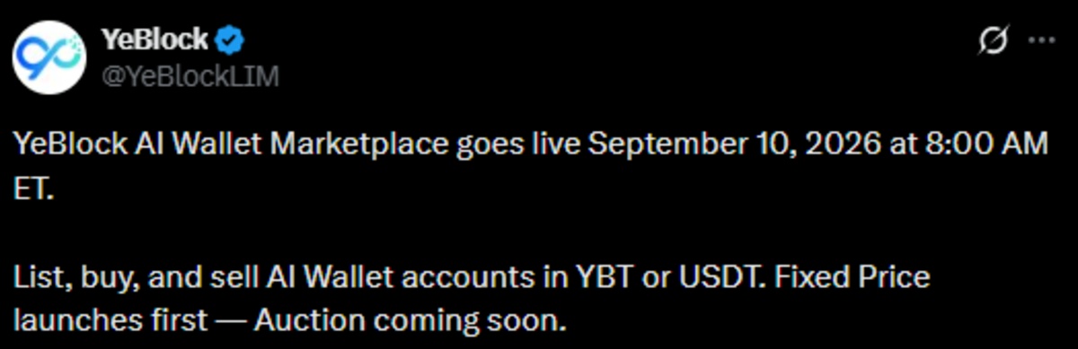 YeBlock AI Wallet Update official x post