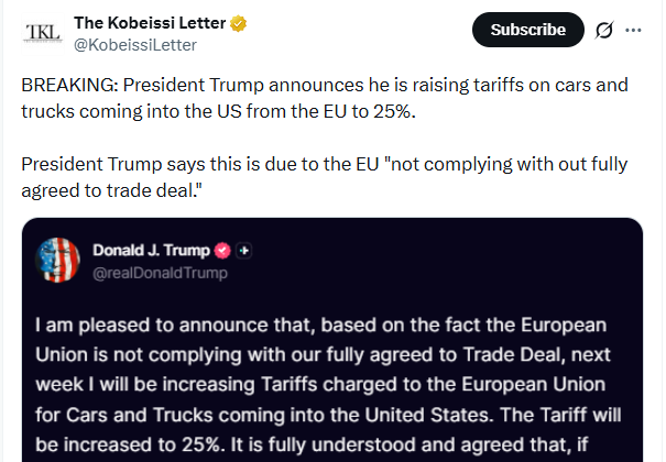 Kobeissi Letter tweet quoting trump tweet