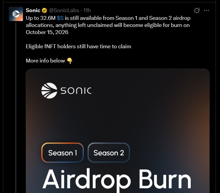 Sonic Labs Airdrop Burn