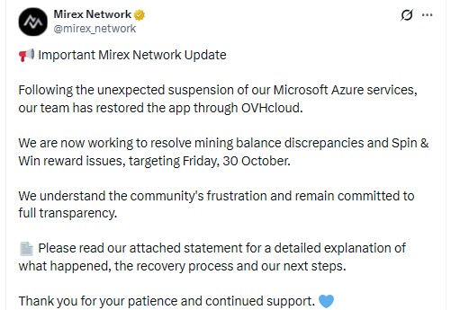 The official X update admits