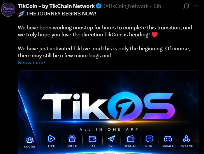 Tikcoin Network TikOS Coming soon