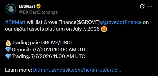 Grove BitMart listing Grove BitMart listing