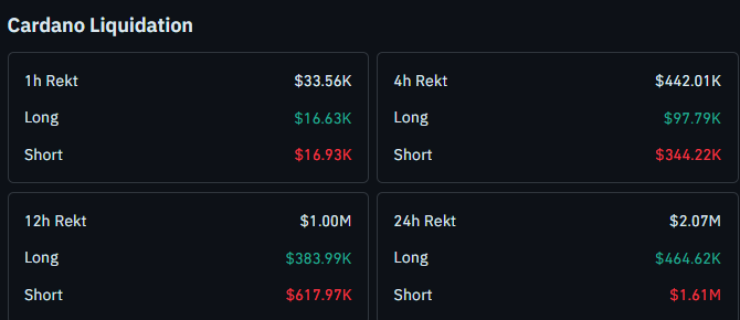 Cardano liquidation data