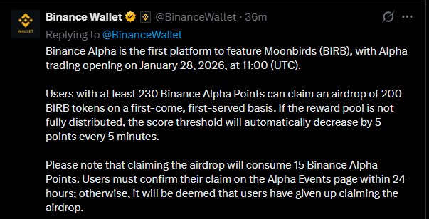 Moonbirds Listing on Binance