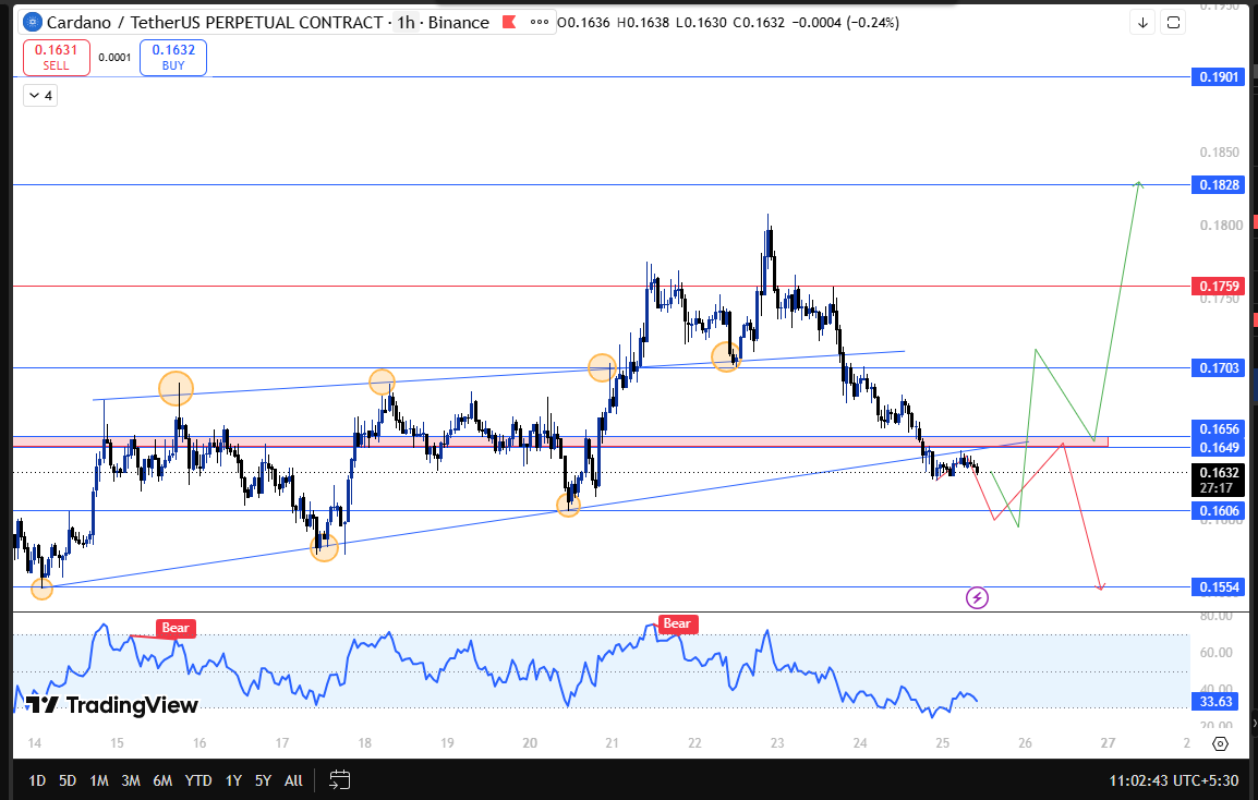 cardano price oulook 1h chart