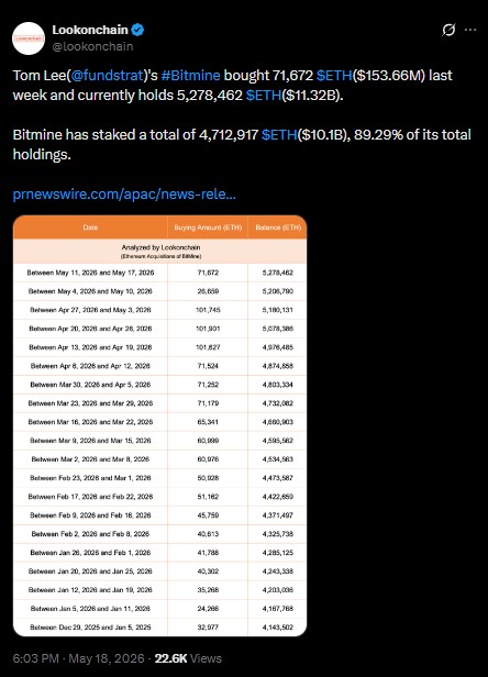 Bitmine total Ethereum holdings