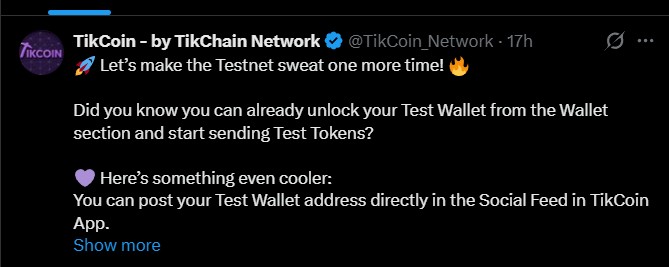 Tikcoin Network Testnet Wallet Update