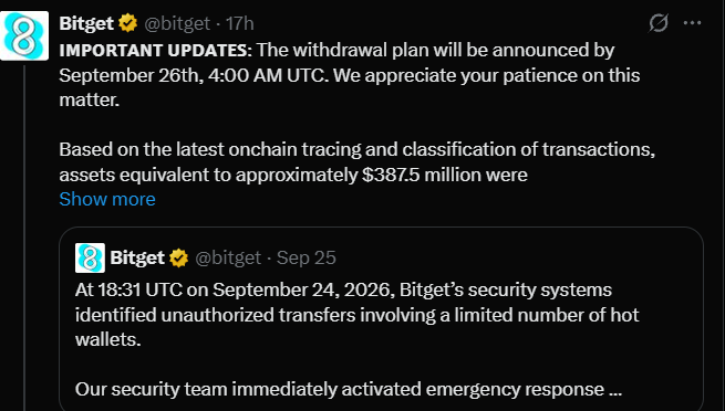 Bitget Withdrawal Restart Begins September 28