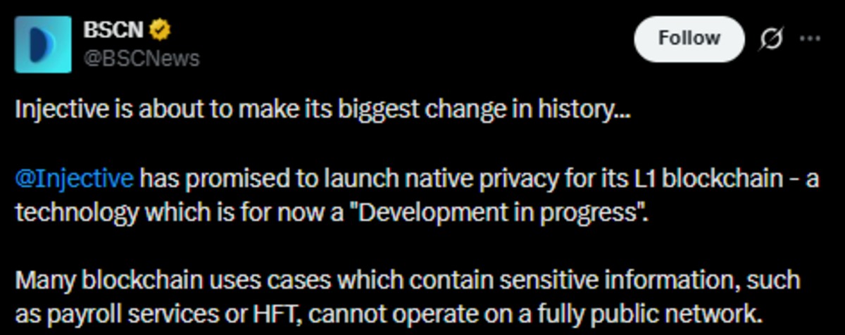 BSCN X post showing Injective update