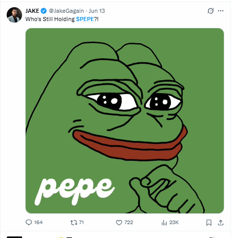 Jake Gagain, a popular crypto voice on X, posted 