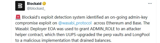 Wasabi Protocol hack drained over $5 million
