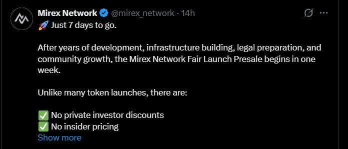 Mirex Network crypto presale Update