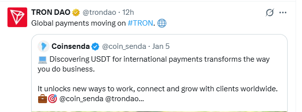 Tron DAO latest X post 