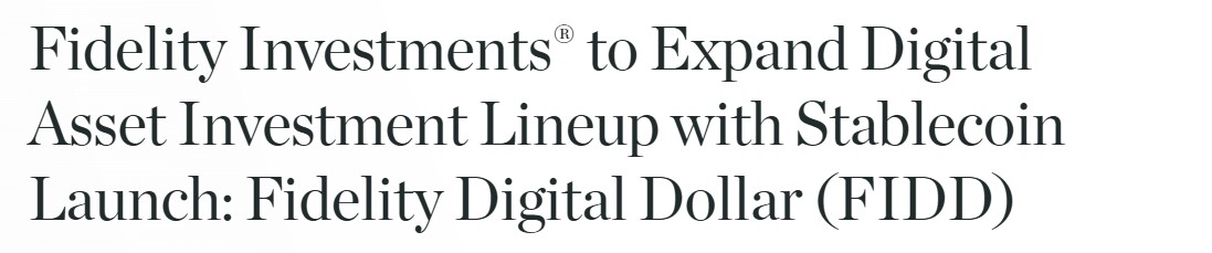 Fidelity Announcement