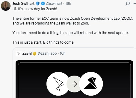 Zcash ZODL announcement Zcash ZODL announcement