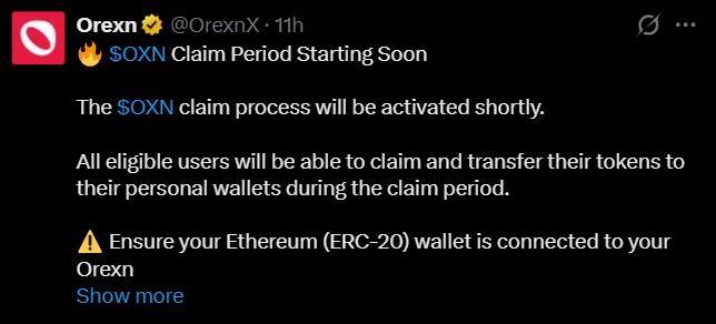 Orexn Token Claim