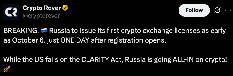 Crypto Rover Official Tweet