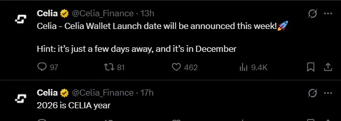 Celia Token Listing Date This Week: December 2025